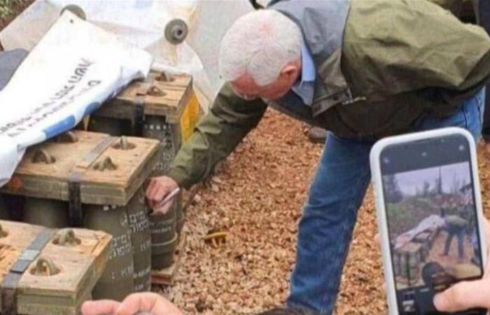 شاهدوا صورته.. مسؤول أميركي يوقع على قذائف قصفت لبنان!