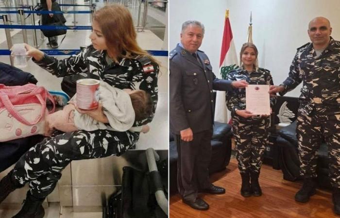 تكريم المعاون أول ناديا ناصر لرعايتها رضيعة في المطار