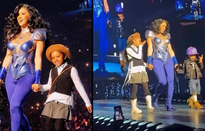 لحظة مؤثرة لكاردي بي مع طفليها